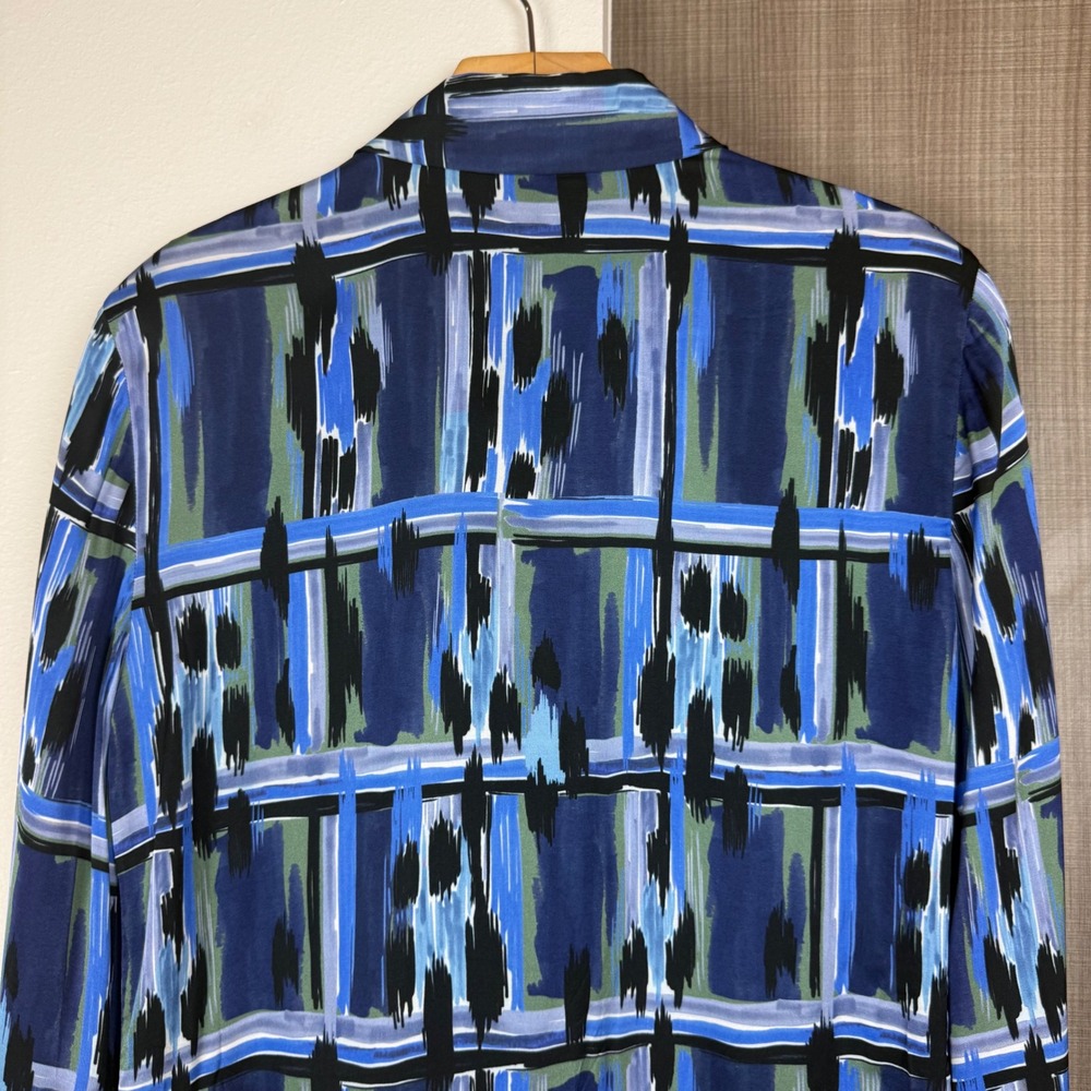 Just Cavalli Blue Black Patterned Button Down Blo… - image 7